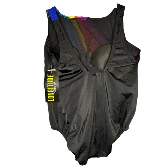 NWT Longitude Black Muli-Color One Piece Swimsuit. Sz: 14 - Picture 4 of 8